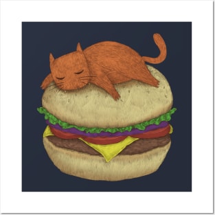 Cat naps and burgers Posters and Art